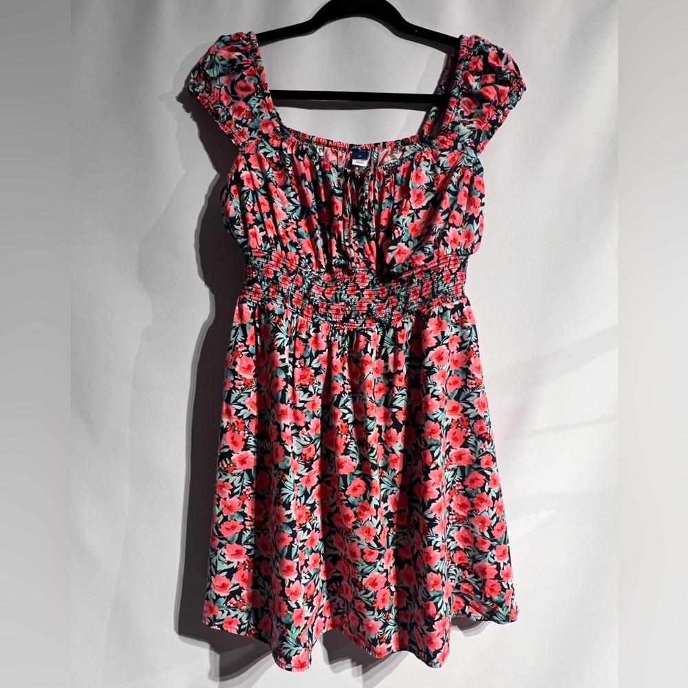 Old Navy Pink and Green Floral Dress